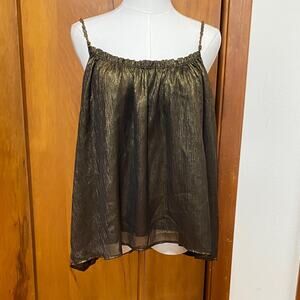 Shyanne Shimmering Gold Black Metallic Camisole Top Beaded Straps Adjustable